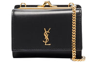 SAINT LAURENT Leather Shoulder Bag Knight Coin Purse Fanny Pack Mini Women's Black