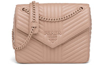PRADA Diagramme Cow Leather Shoulder Bag Women's Nude Pink