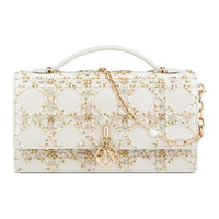 DIOR Cow Leather Shoulder Bag Crossbody Bag Handbag Women's Milk White
