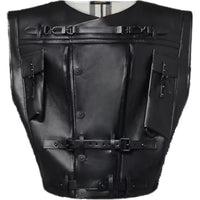 LOUIS VUITTON Sleeveless Leather Utility Jacket Vest Women's Black