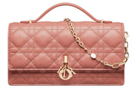 DIOR Lady Dior Wicker Pattern Lambskin Shoulder Bag Crossbody Bag Handbag Women's Ethereal Pink