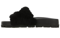 PRADA Women's Shearling Slides 'Black'