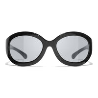 CHANEL Nylon Oval Sunglasses Unisex Black
