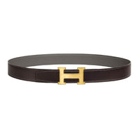 HERMES Leather Leather Belts Unisex Black/Gray Width: 3.2cm