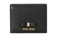 MIU MIU Goatskin Wallet Women's Black