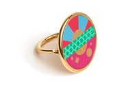 HERMES Calfskin Lizard Skin Metal Gold-Plated Rings Women's Multicolor