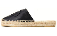 PRADA Leather Patchwork Closed Toe Slippers Women's Black