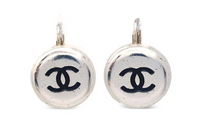 CHANEL Enamel Silver-Plated Earrings Women's Silver