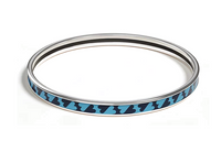 HERMES Enamel Palladium-Plated Metal Parts Bangles Women's Silver