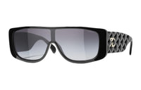 CHANEL Acetate Irregular Shape Sunglasses Women's Black