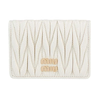 MIU MIU Matelassé Nappa Leather Wallet, Card Holder Women's White