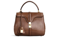 CELINE 16 Lizard Skin Handbag Small Size Women's Camel Brown