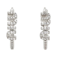 MIU MIU Metal Crystal Earrings Women's Silver