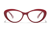 CHANEL Acetate Cat Eye Eyeglass Frames Women's Red