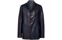 PRADA Leather Jackets Men Sea Blue