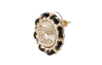 CHANEL Stud Earrings Women's Gold/Black