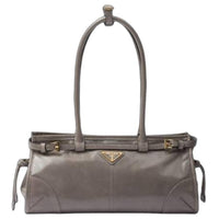 PRADA Calfskin Shoulder Bag Medium Size Women's Asphalt Gray