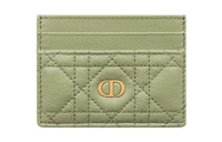 DIOR Caro Soft Cow Leather Card Clip Card Holder Women's Dreamy Green