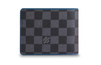 LOUIS VUITTON Multiple Leather Wallet Unisex Gray Blue