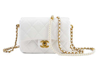 CHANEL Classic Flap CF21K Winter Pearl Chain Shoulder Bag Crossbody Bag Women's White
