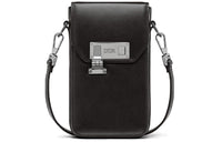 DIOR Lock Cow Leather Shoulder Bag Crossbody Bag With Cell Phone Pouch Men's Black