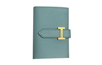 HERMES Bearn Epsom Calfskin Wallet Mini Unisex 3P Bleu Atoll Lake Blue