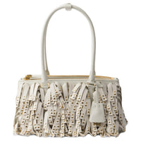 PRADA Cow Leather Shoulder Bag Medium Size Women's White