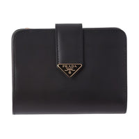 PRADA Calfskin Wallet Trumpets Women's Black