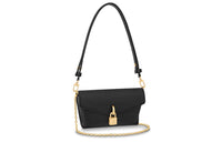 LOUIS VUITTON Padlock On Strap Cow Leather Handbag Women's Black
