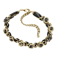 CHANEL Metal Calf Leather Necklaces Unisex Black