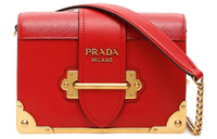 PRADA Calfskin Crossbody Bag Shoulder Bag Women's Red