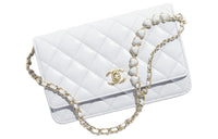CHANEL Calfskin Resin Shoulder Bag Crossbody Bag Women's Light Gray