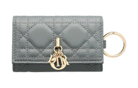 DIOR Lady Dior Lambskin Key Pouch Women's Cloud Blue