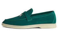 Loro Piana Summer Charms Walk Casual Single Shoes Women's Forest Leaf Green