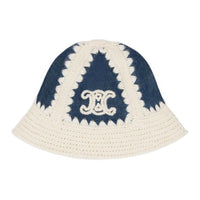CELINE Triomphe Bucket Hat In Crocheted Wool And Denim
