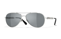 CHANEL Metal Zirconia Aviator Sunglasses Unisex Silver