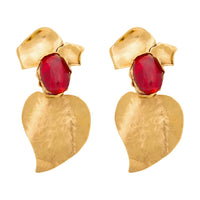 SAINT LAURENT Gemstone Earrings Unisex Red