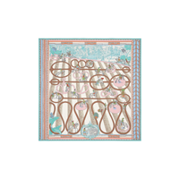 HERMES Silk Scarves Women's Blue/Pink/Brown
