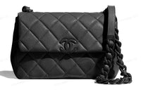CHANEL Classic Flap CF Grained Cow Leather Shoulder Bag Crossbody Bag Medium Size Women's Black