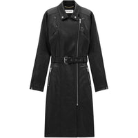 SAINT LAURENT Belted Zip Detailed Biker Coat