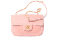 CHANEL Velour Mouth Cover Bag Shoulder Bag Women's Light Pink Red