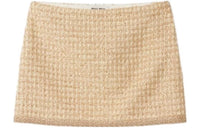 MIU MIU Logo Patch Sequined Tweed Mini Skirt