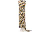 PRADA Long Printed Satin Dress Sleeveless Dress Women's Yellow