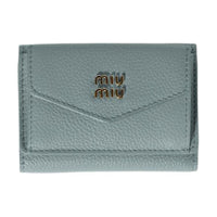 MIU MIU Cow Leather Wallet Small Size Unisex Light Green