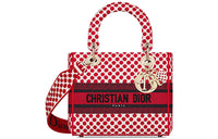DIOR Lady D Lite Embroidery Lady Dior Bag, Shoulder Bag, Handbag Medium Size Women's Red