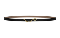 HERMES Epsom Calfskin Double Sided Leather Belts Women's Black Width 1.3cm