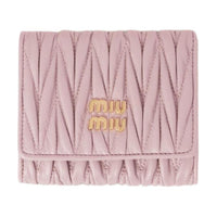 MIU MIU Matelassé Lambskin Wallet Trumpets Women's Snowflake Gypsum Pink