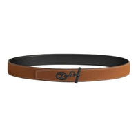 HERMES Calfskin Leather Belts Men's Brown Width: 3.2CM