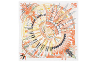 HERMES Silk Scarves Women's White/Apricot Yellow/Multicolor