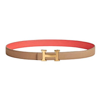 HERMES Calfskin Leather Belts Women's Pink Brown Width 2.4CM